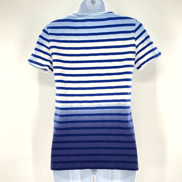 J CREW AN179 Blue White Striped Ombre Short Sleeve Tee Top T-Shirt XS - Picture 3 of 12